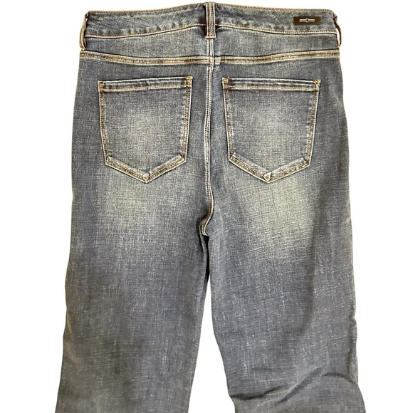 Liverpool LA  button fly mid tone flared frayed hem Blue Jeans size 10/30 - Picture 8 of 8